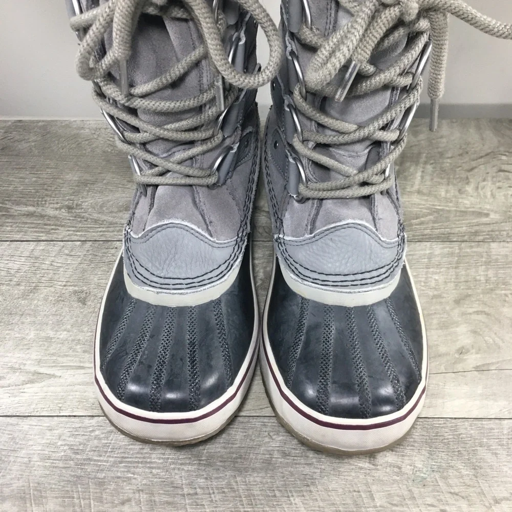 Womens Sorel Joan of Arctic Snow Gray Waterproof Leather Boots NL2429 Size 9.5